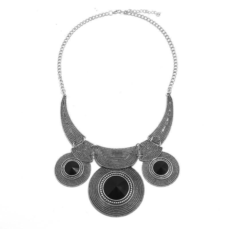 Vintage Geometric Alloy Pendant With Gemstone Embellishments For Fashionistas