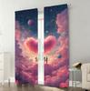 2pcs Dreamy Cosmic Couple & Heart Cloud Curtains   Perfect for Valentine's Day/Fantasy Window Decor  Rod Pocket Curtains