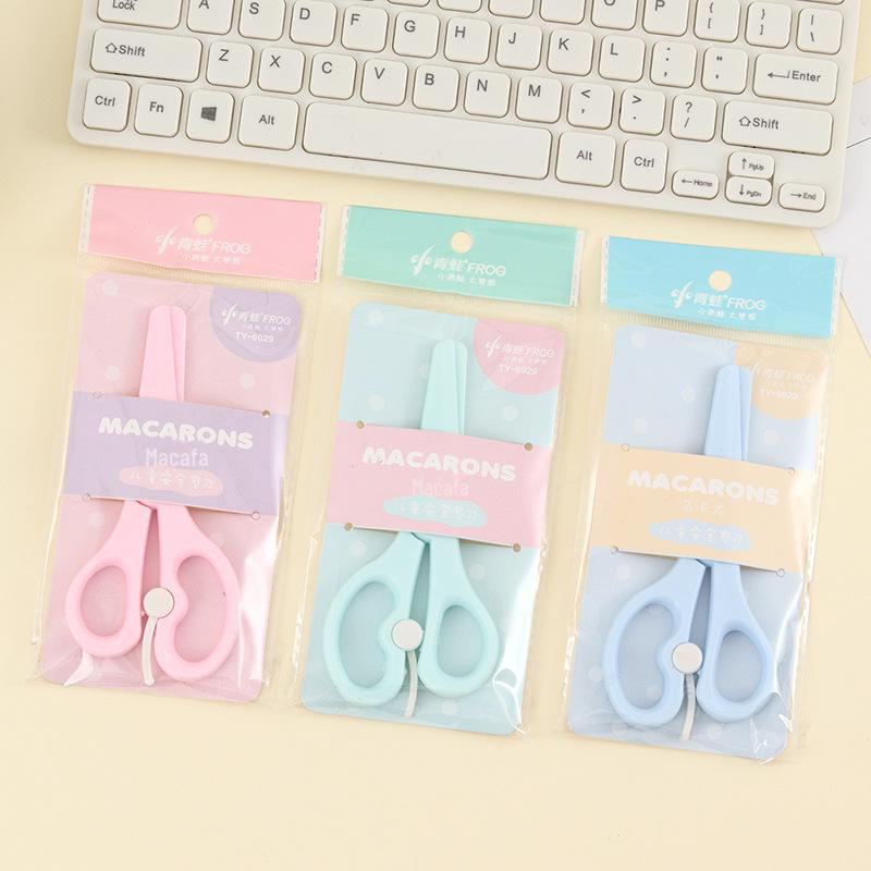 Lidemei Stainless Steel Children's Safety Scissors - Macaron Color for Students and Art Projects
