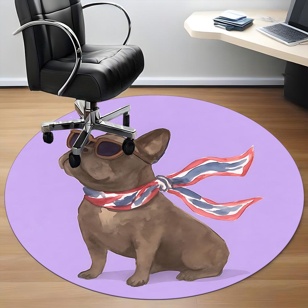 1pc Pug, Sunglasses Office Round Rug, Non-slip, Soft and Durable Office Rug for Interior Decoration, Perfect for Office, Beautiful Decoration yy260323