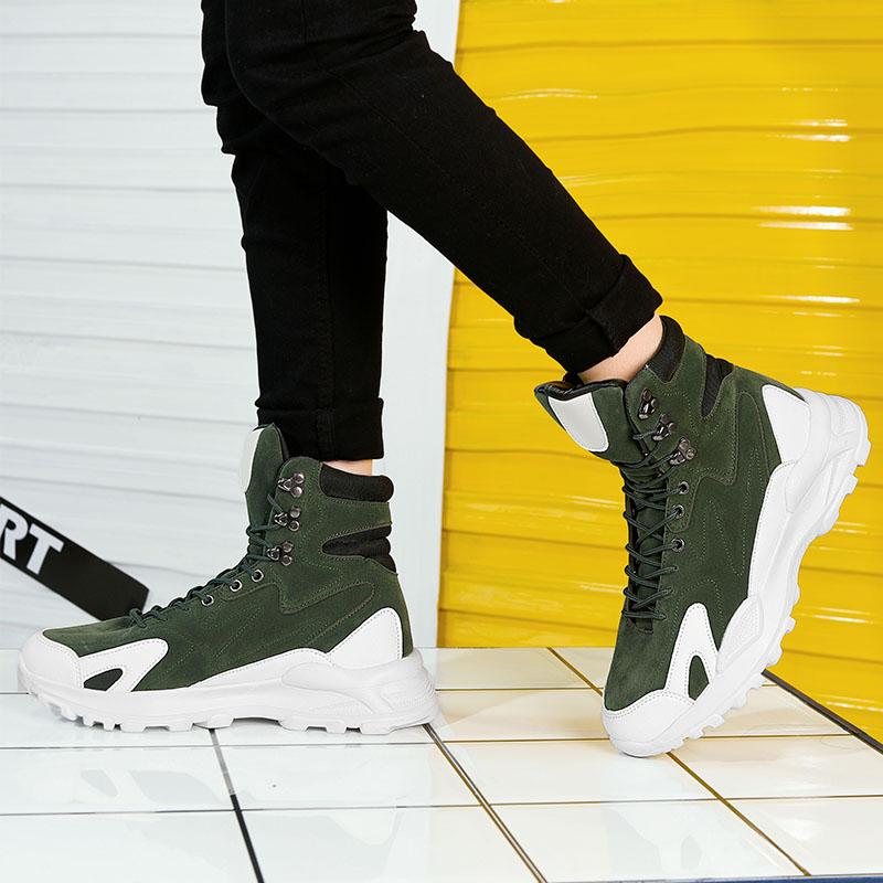 Herbst Modische Herren Dad Schuhe Bequeme Herren Freizeitschuhe, High Top Höhenerhöhende Sportschuhe Rutschfest Kurzstiefel