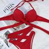 Mulheres cinta gravatas conjunto de biquíni feminino maiô 2 peças sexy roupa de banho praia