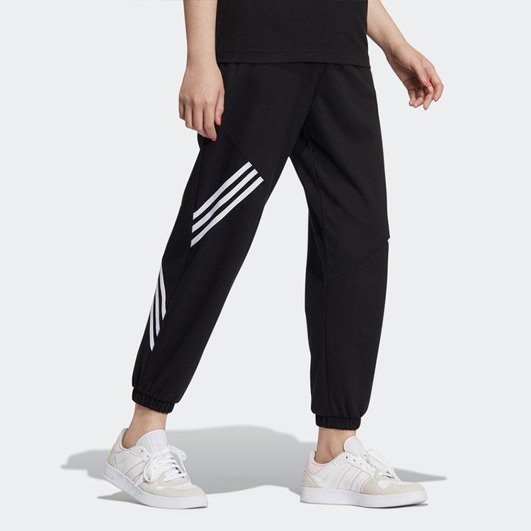 adidas Neo Solid Stripe Casual Tapered Knit Sports Pants Women Bottoms Black HN2388