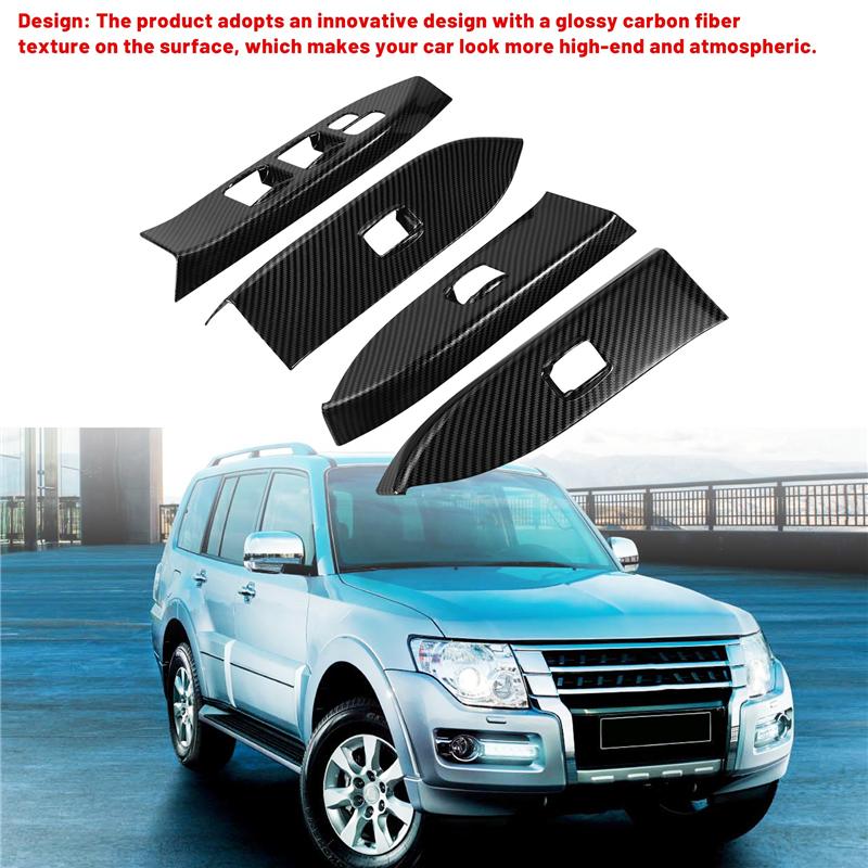 WO-For Mitsubishi Pajero 2007- Car Inner Window Lift Switch Button Panel Cover Trim Frame Decorative Accessories