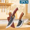 WXCOO Stainless Steel Kitchen Knife with Wooden Handle Multifunctional Butcher Knife Sharp Edge Hand Forged Butcher Knife