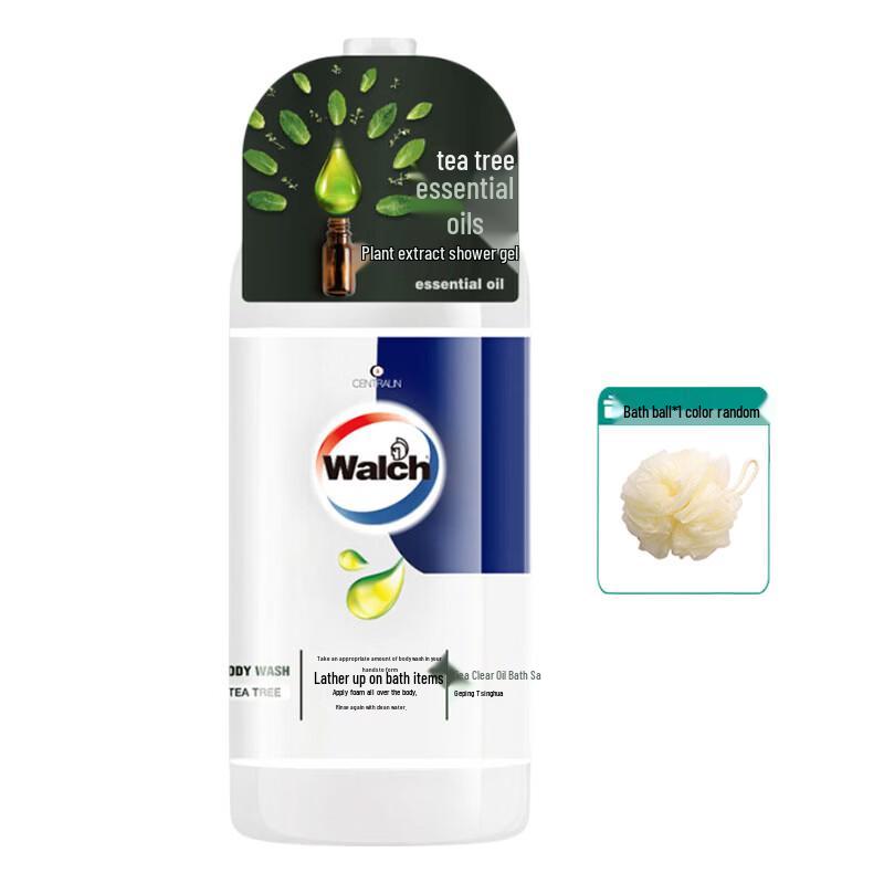 Walch Tea Tree Essential Oil Shower Gel 300ml with Bath Sponge