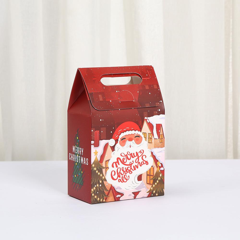 12Pcs StoBag Christmas Santa Pattern Reusable Paper Gift Tote Boxes for Xmas Candy Cake Wrapping Party Favors Packaging