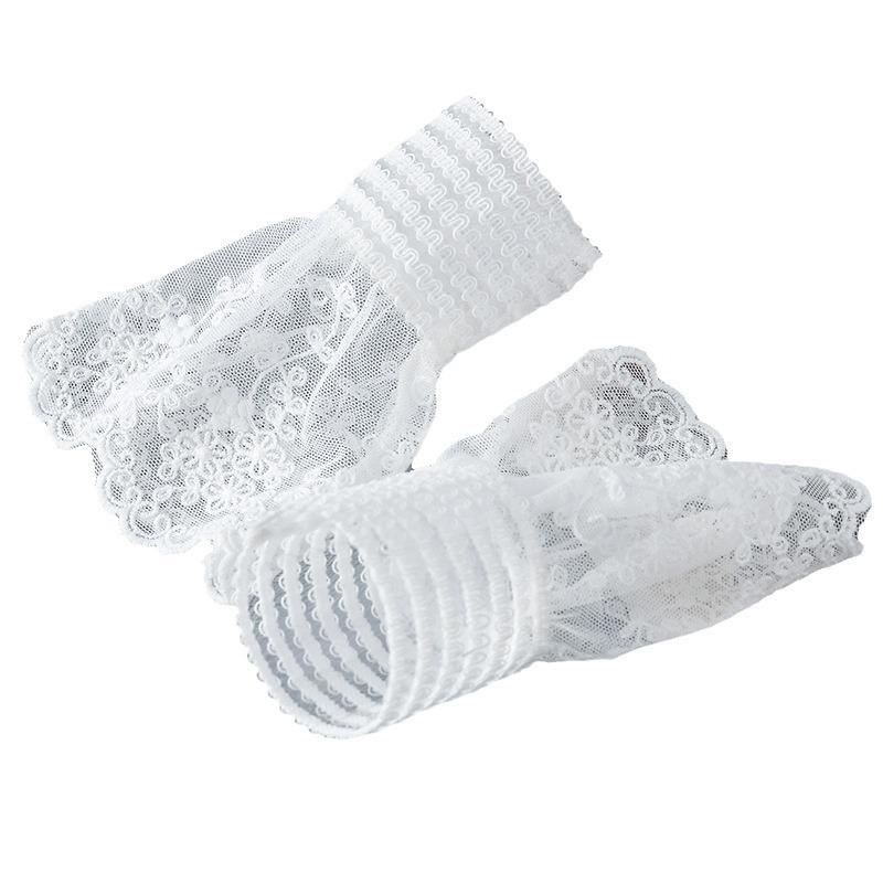 Fashionable White Ruffles Pleated Fake Sleeves Detachable Cuffs Chiffon Fake Cuffs Clothing Decoration Korean Arm Warmers