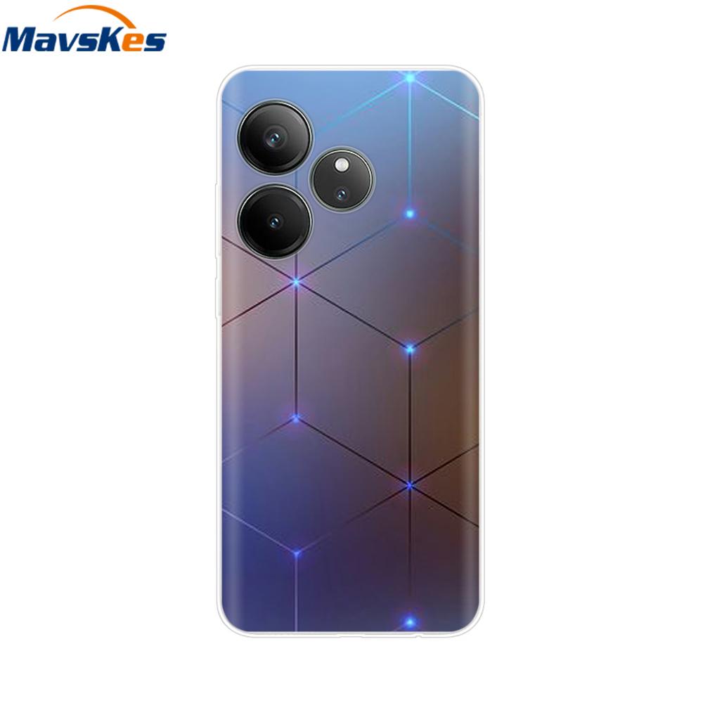 For Realme GT 6T Case Soft TPU Clear Painted Back Cover For Realme GT 6 Case GT6 6T Transparent Bumper RealmeGT6 Cute Protector