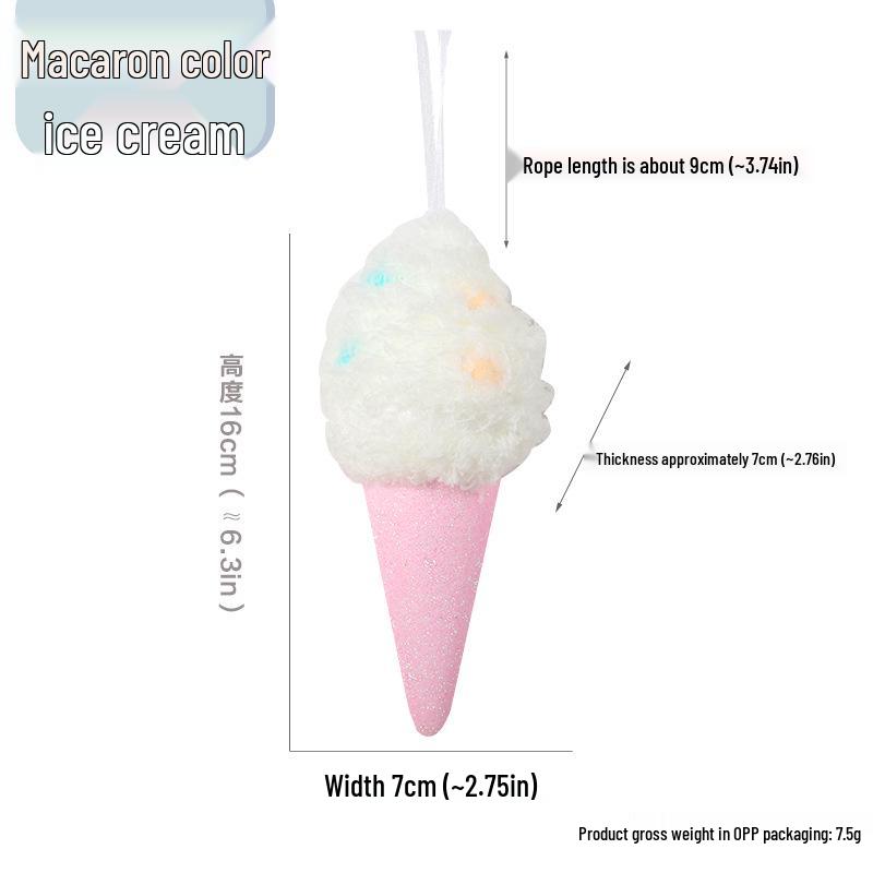 DIY Christmas Macaron Ice Cream Cake Donut Tree Decorations Pendant
