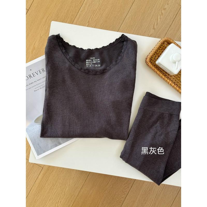 

99 Бесшовное термобелье акриловое с подогревом круглый вырез эластичный и удобный базовый комплект зимние кальсоны с длинным рукавом average size (80-70 kg) черный серый