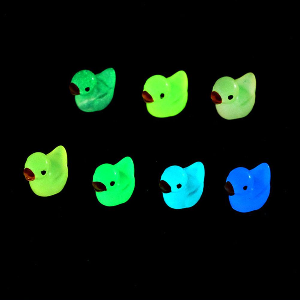 50pcs Colorful Duck Ornament Miniature Figures Tiny Duck Resin Handicraft Micro Landscape Decoration Luminous Duckling Decor