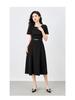 French Design Black Mid-Length Socialite Cape Dress for Women