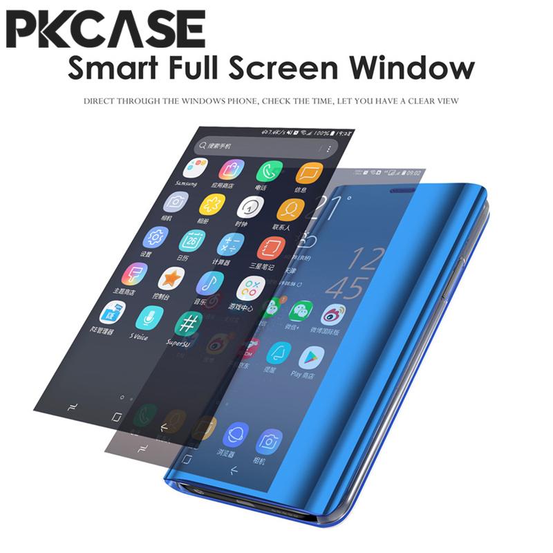 PKCASE Smart Mirror Klapphülle für Samsung A05 A05S A15 A35 A25 A33 A34 5G Note 20 Ultra Stoßfeste Leder-Ständer-Abdeckung