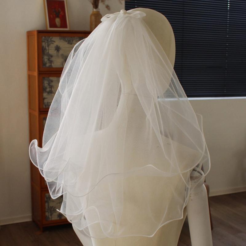 Bowknot Veil for Bride Bridesmaids Wedding Ceremony Veil Wedding Dress Headpiece for Bachelorette Party Bridal Shower