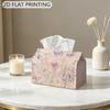 2D Flat 1pc Pastel Butterfly Floral Pattern Inspired Tissue Box- Tissue Holder with Modern Inspired Touches Decorative Storage Box for Home Decor, Bed