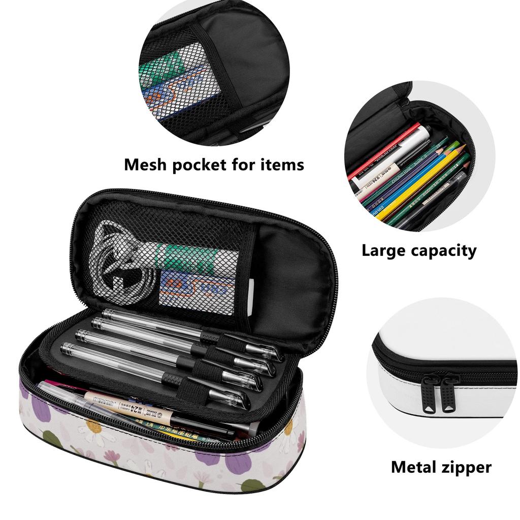 School Pencil Case Zipper Closure High Capacity 300D Polyester with Main Compartment Mesh Pocket and Pen Slots for Everyday Study