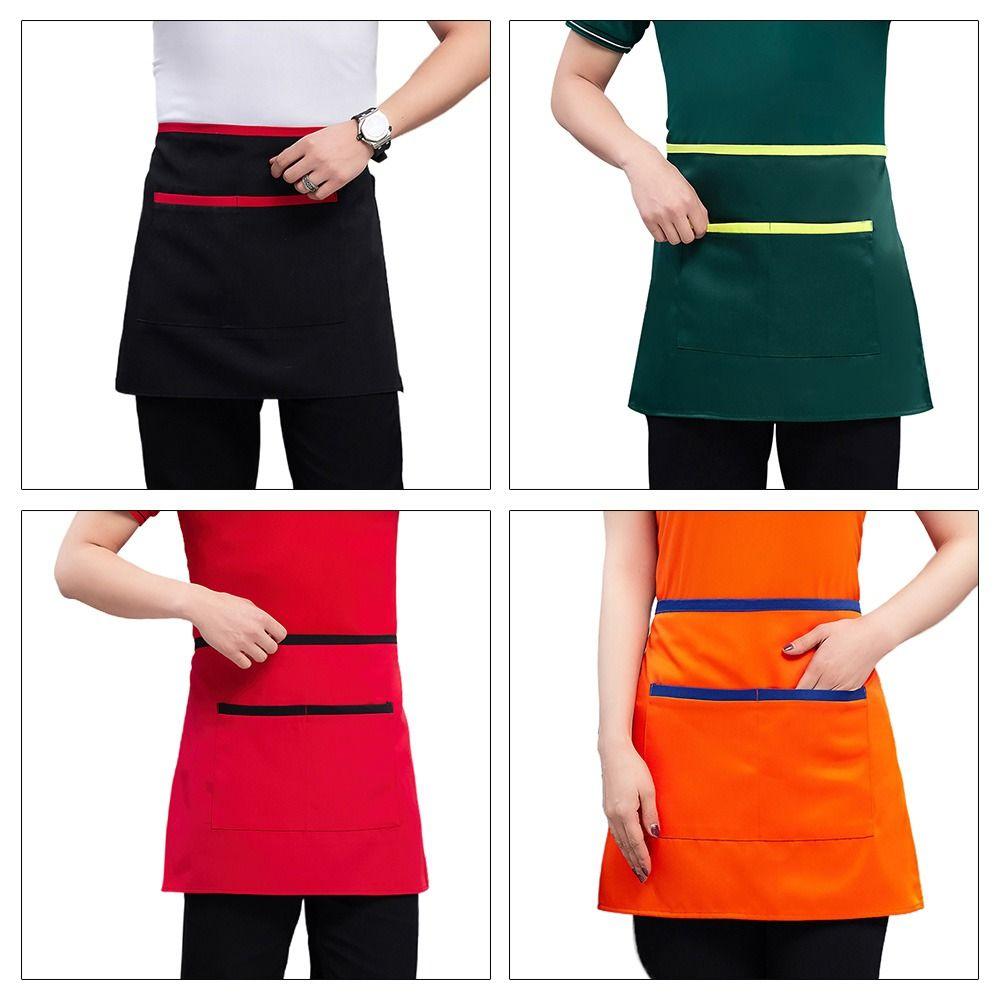 Taller Waiter Kitchen Apron With Pockets Restaurant Apron Fashion Waterproof Apron  Restaurant Use