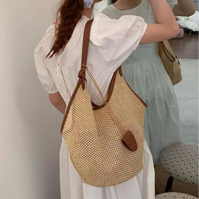 Straw Bag Summer Bag Lazy Wind Woven Large Capacity Shoulder Tote Bag Seaside Vacation Wind Beach Bag