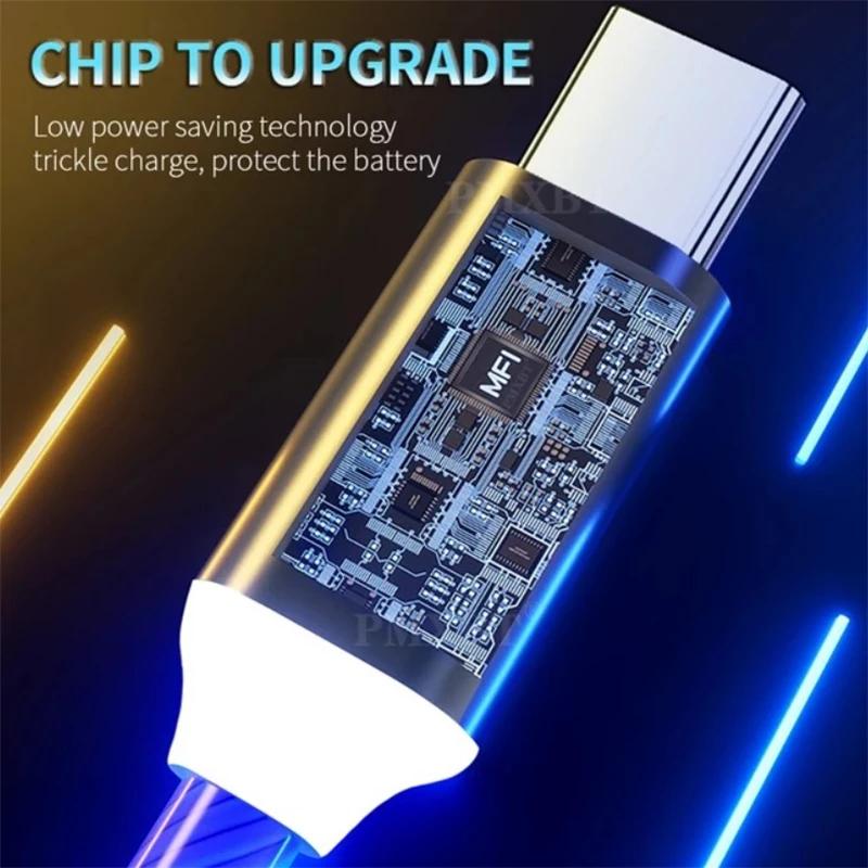 3A Glowing Cable Micro USB Type C Cable Charging For Sony Xperia Huawei Xiaomi LED Light Charger Flowing Streamer USB Cord