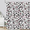 Leopard Textured Shower Curtain, Vintage Striped Brown Floral Creative Geometric Modern Plants Polyester Bathroom Decor Curtain