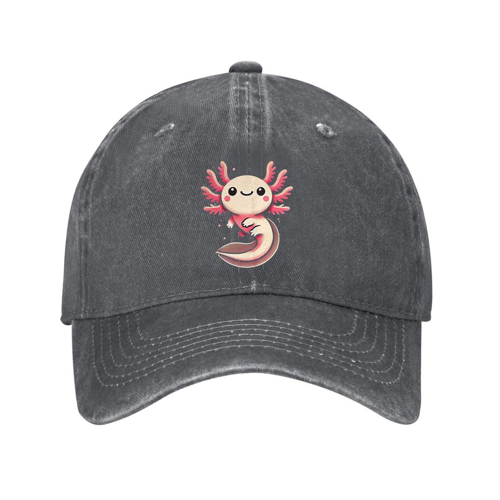 Cute Pink Axolotl Baseball Cap Adjustable Cotton Dad Hat Casual Unisex Sun Protection