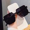 Große Fassung Vintage Sonnenbrille Damen Herren Marke Quadratische Sonnenbrille Retro Brille Goggle für Männlich Weiblich Polygon Sonnenbrille
