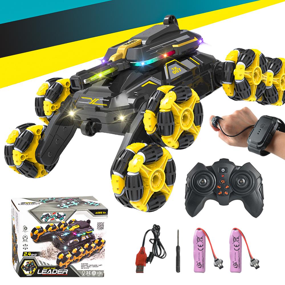 

Радиоуправляемая трюковая машина для детей, двухсторонняя, переворачивающаяся, на радиоуправлении, 2.4G беспроводное управление, высокая скорость, вращение на 360°, дрифт, игрушки-автомобили жёлтый