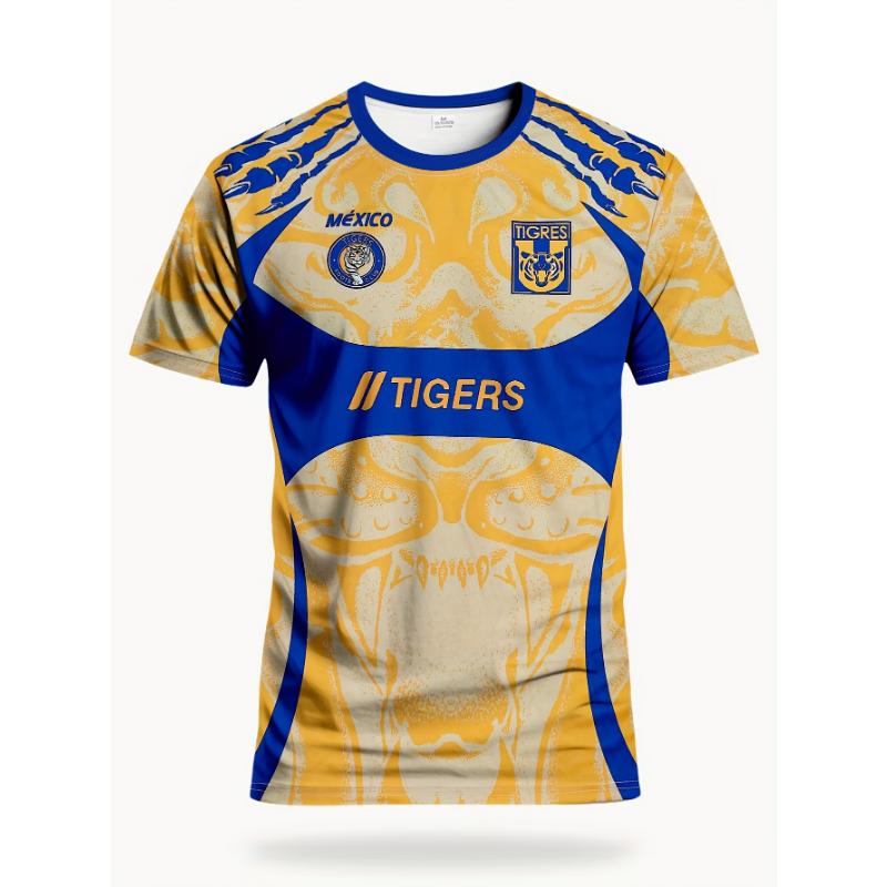 Maglia da Calcio da Uomo Los Angeles Tigers e Felpa Girocollo Comfort Messico con Stampa Grafica Tigre, Perfetta per la Partita del Messico