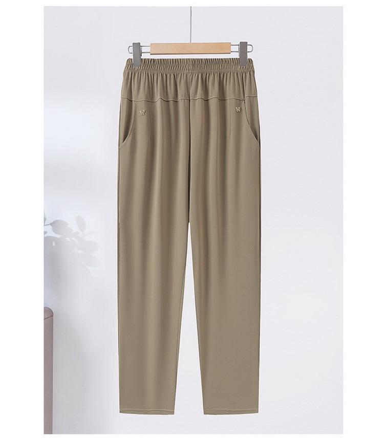 Letní elastické ležérní kalhoty s vysokým pasem pro ženy středního věku