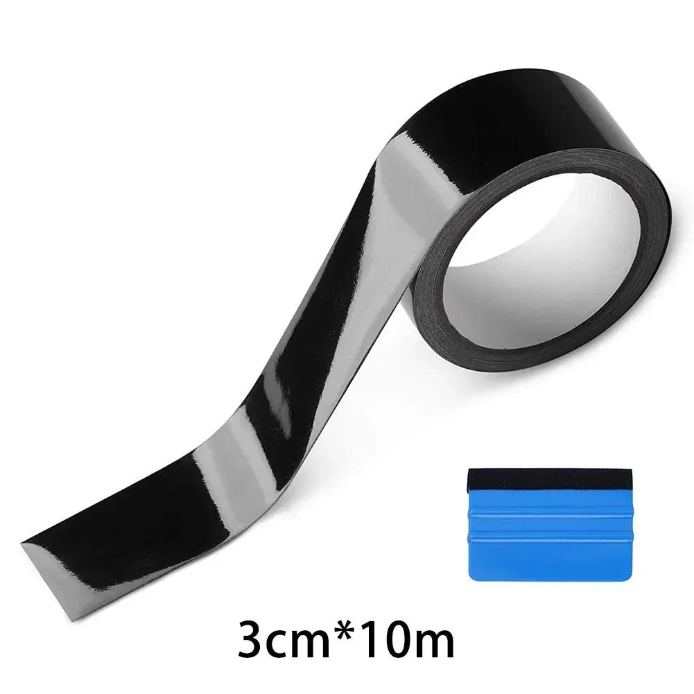 Car Vinyl Wrap Strip Tape Gloss Black Wrap Foil Kit Anti Scratch Window Door Protection Film 3/5cm*10M Car Accessories