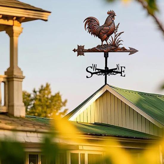 Rooster Weather Vane Retro Metal Wind Vane Roof Decoration Farmhouse Decorative Weather Vane for Outdoor Garden Decor