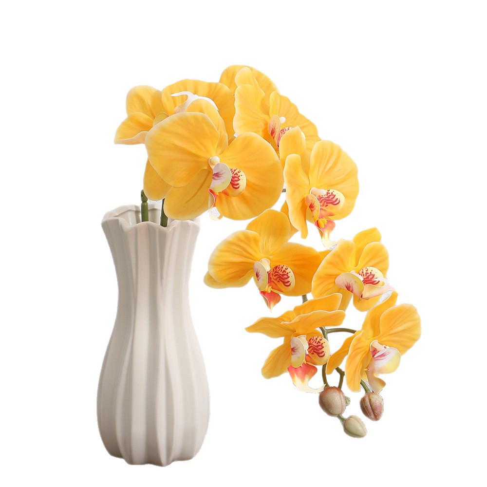 Premium 9-Head French Phalaenopsis Orchid Artificial Flower, Tactile Film, Home Decor, Vase Arrangement, Shooting Prop