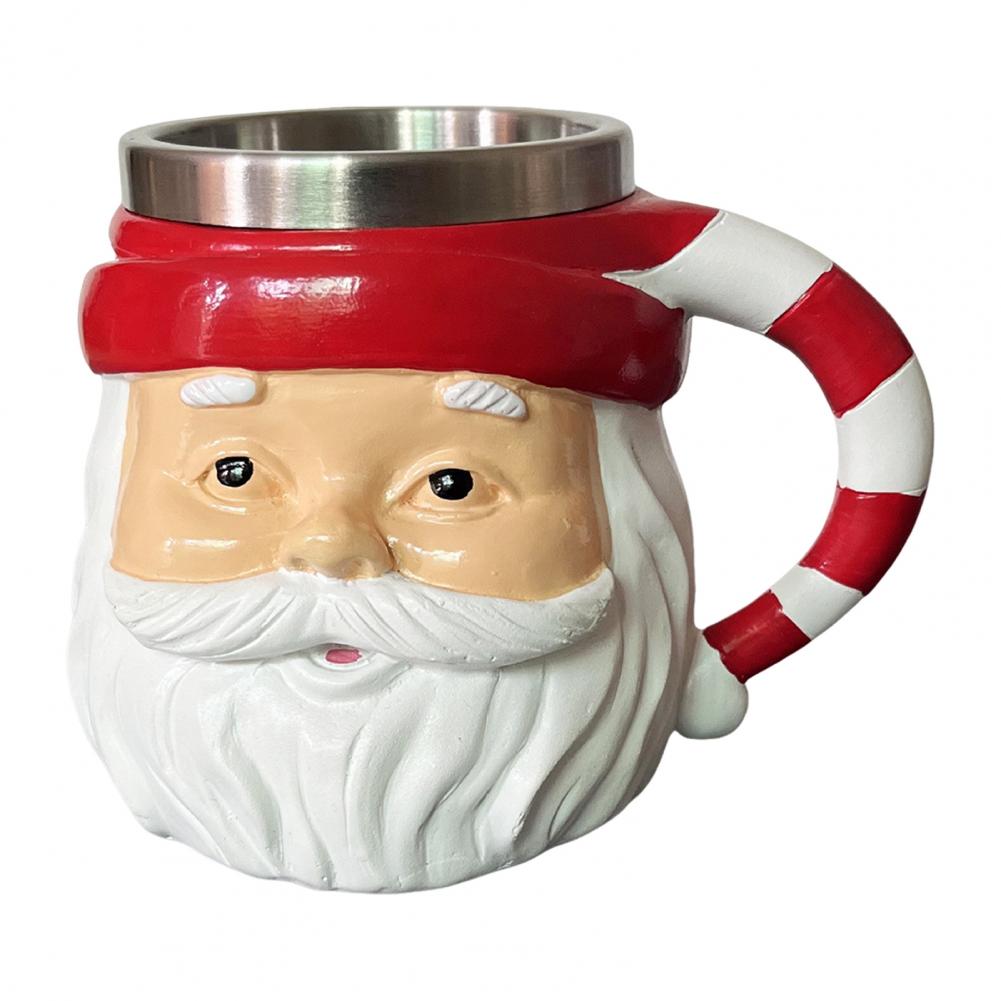 Santa Coffee Mug Stainless Steel Water Cup Hot Beverages Mugs Christmas Themed Drinkware Unique Holiday Gifts for Friends