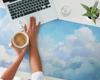 Gaming Protective Mat for Keyboard and Mouse Painted Clouds 120X60 Cm