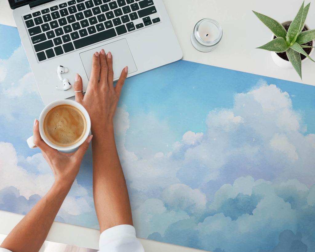 Gaming Protective Mat for Keyboard and Mouse Painted Clouds 120X60 Cm
