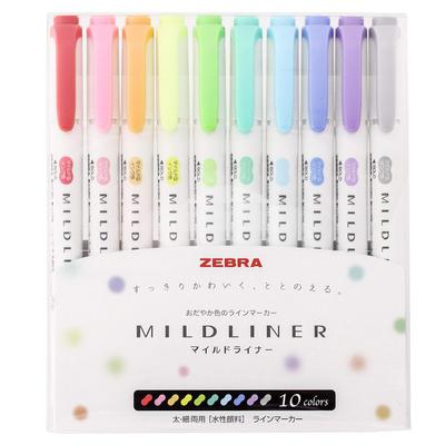 Mildliner Highlighter Set, 10 Colors WKT7-10C Fluorescent Pens