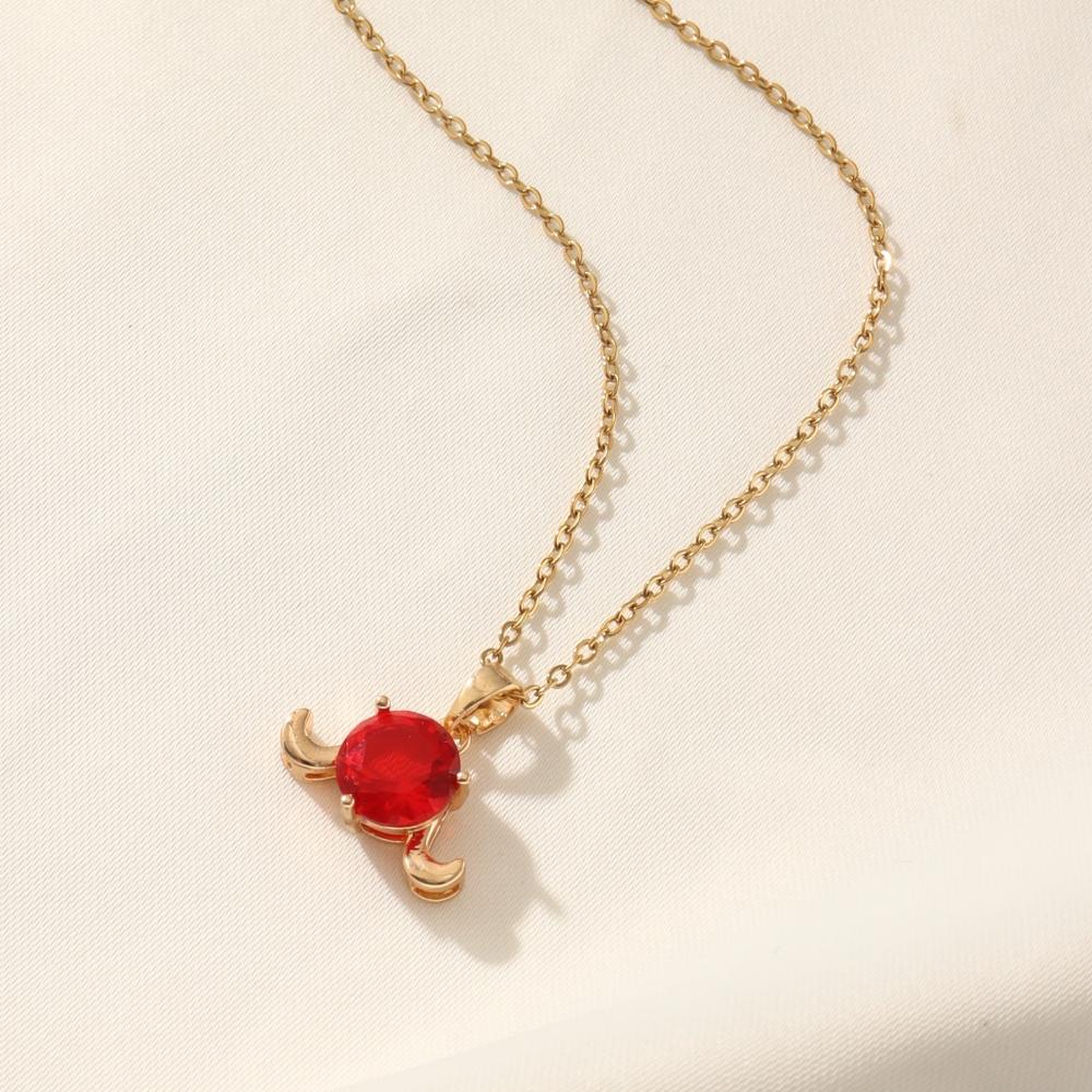 

Fashion 12 Constellations Zirconia Pendant Necklaces for Women Sparkling Golden Stainless Steel Necklace Jewelry красный