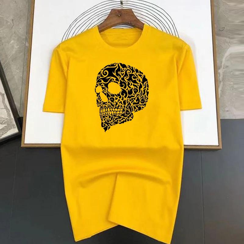 Summer Harajuku Fragment Skul Print Funny T Shirt Men Graphic T-shirt Short Sleeve Casual White Tops Tee Women Fashion Clothing