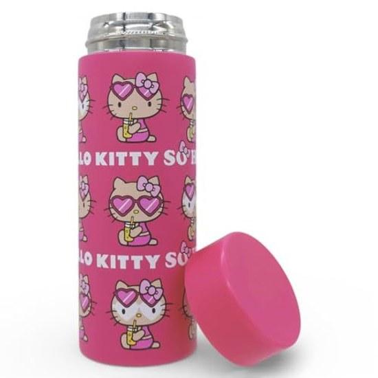 Sanrio Water Bottle 350ml Hello Kitty Sunburn Summer Stainless Steel Insulated Cool Mini (Pink)