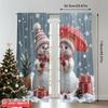 2pcs 2D flat printing Merry Christmas Scene Curtains Christmas Snowmen Merry Winter Fun 100% Polyester Without Electricity