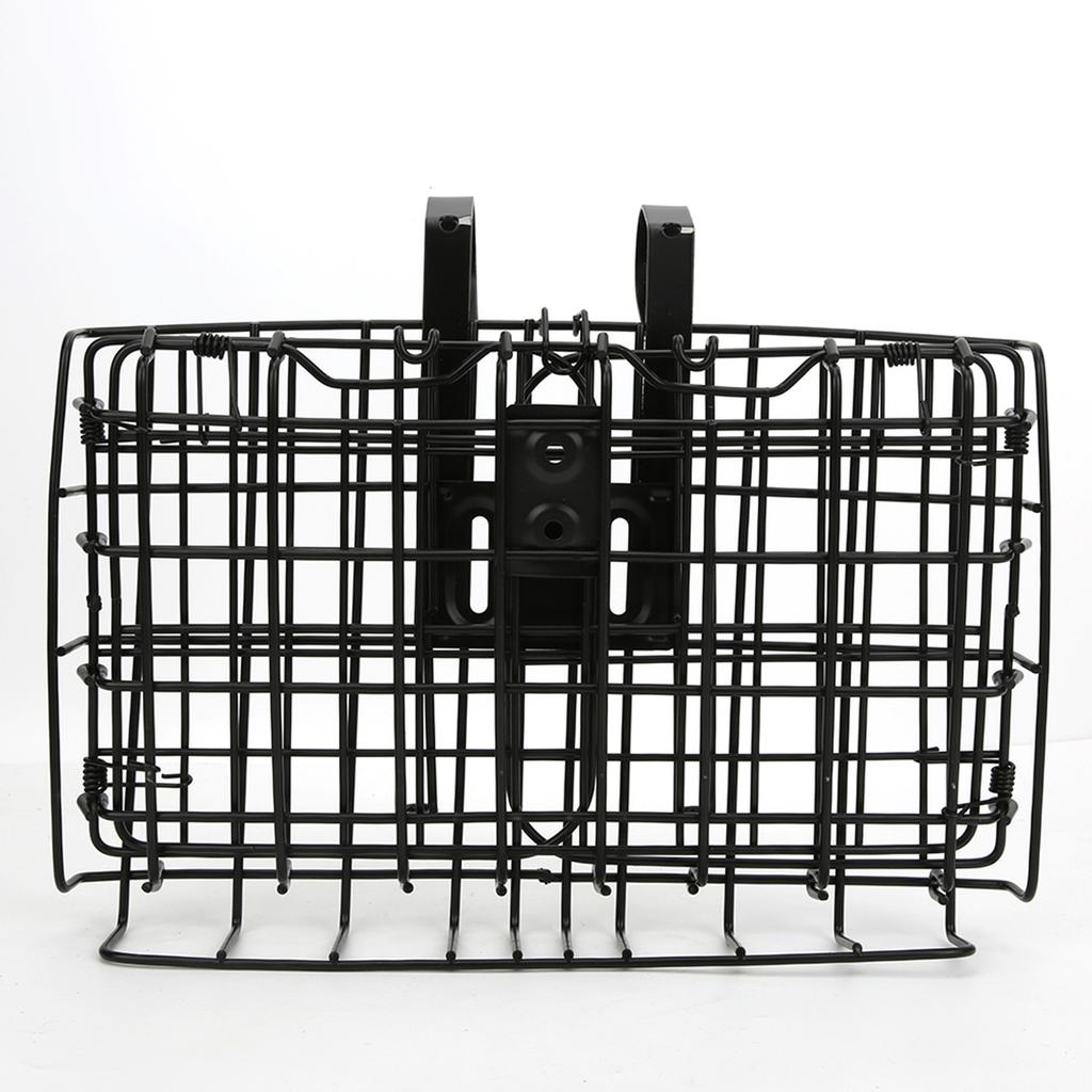 Strong Black Iron Mountain Bike Folding Front Basket Foldable Rear Hanging Wire Bag Bicycle AccessoryBlack Thicken