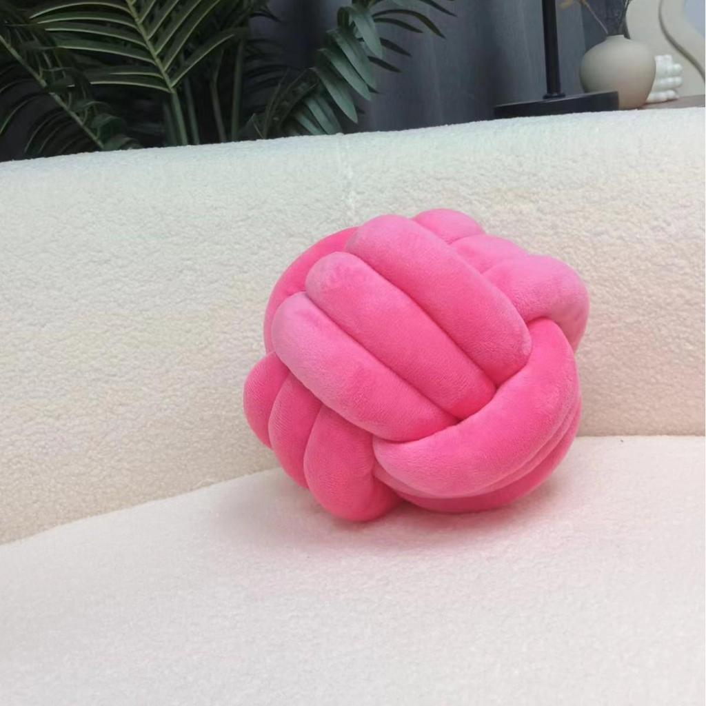 Nordic Hand-Woven Velvet Knot Pillow - Three-Strand Rope Ball Design