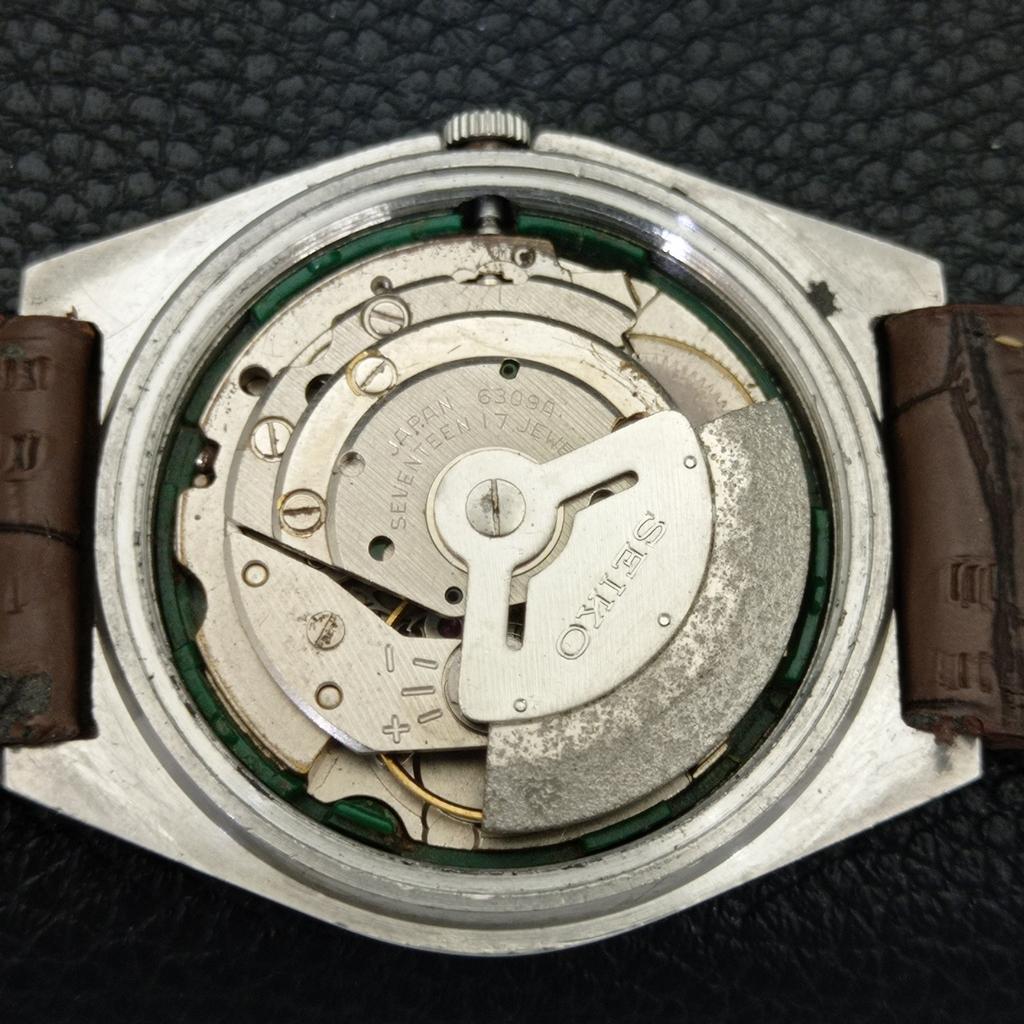 VINTAGE SEIKO AUTOMATIC 6309A JAPAN MENS GREEN COLOR DIAL WATCH A701646-5