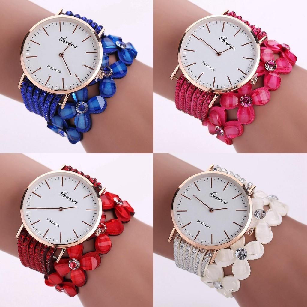 Elegant Floral Quartz Bracelet Watch Fashionable Women's Jewelry Timepiece