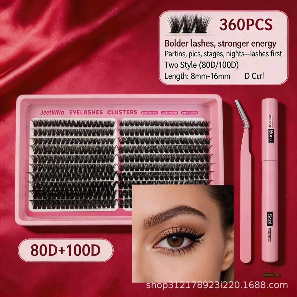 False Eyelash Set Glue Single Cluster Dense Glue-Free Exaggerated Super Long Whole Large Capacity Eyelash Book