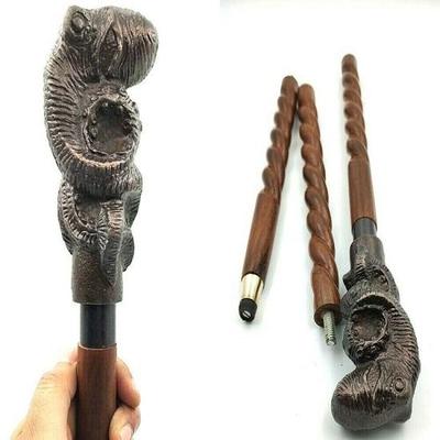 Antique Finish Metal Octopus Head Handle Wooden Walking cane-Walking Stick-Cane 3 Part Open Accessories Spare Part GIFT