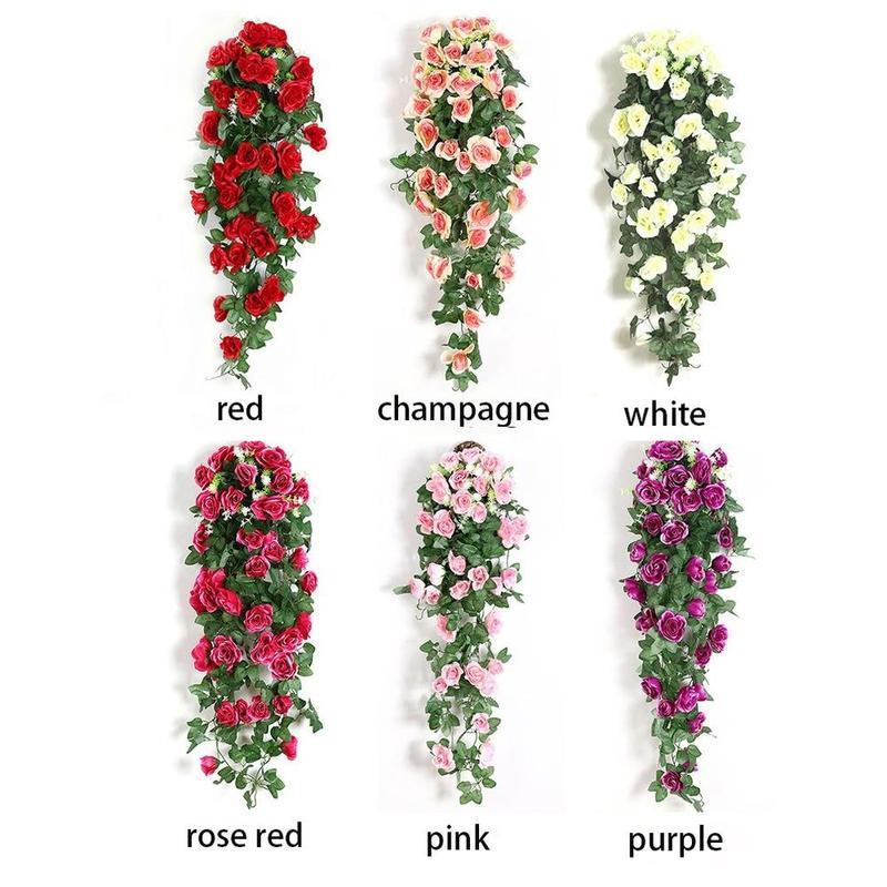 Artificial Rattan Vine Decoration Wall Hanging Roses Home Decor Wedding Door Christmas Fake Flower