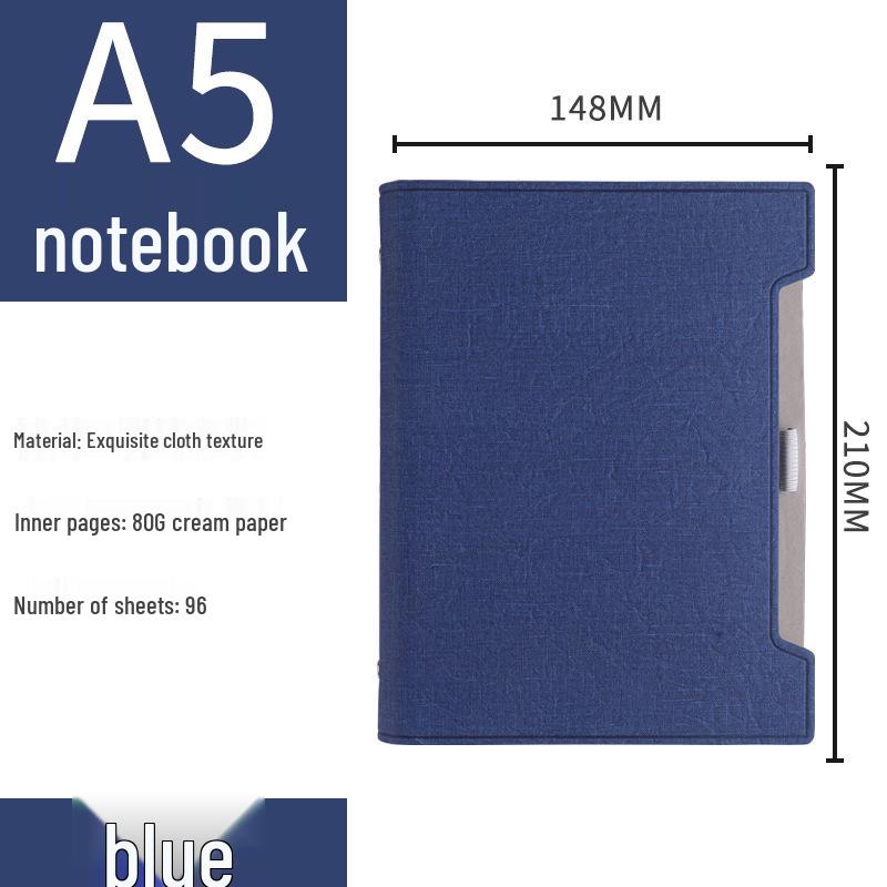 Retro Faux Leather A5 Loose-Leaf Notebook - Creative Textured Office Planner & Nostalgic Welfare Gift A5 синий