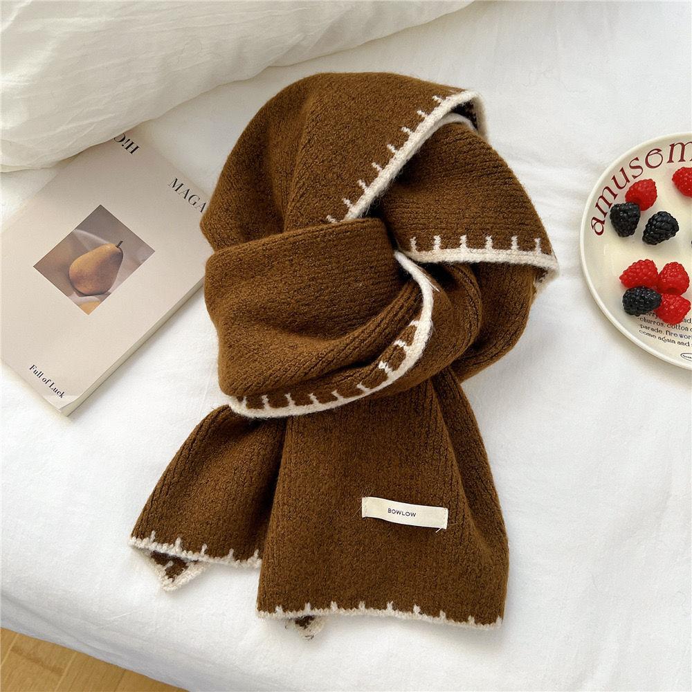 Christmas Snowflake Double-sided Knitted Cashmere Scarf Women's Winter Korean Atmosphere Warm Neck Protection Wool Scarf Shawl